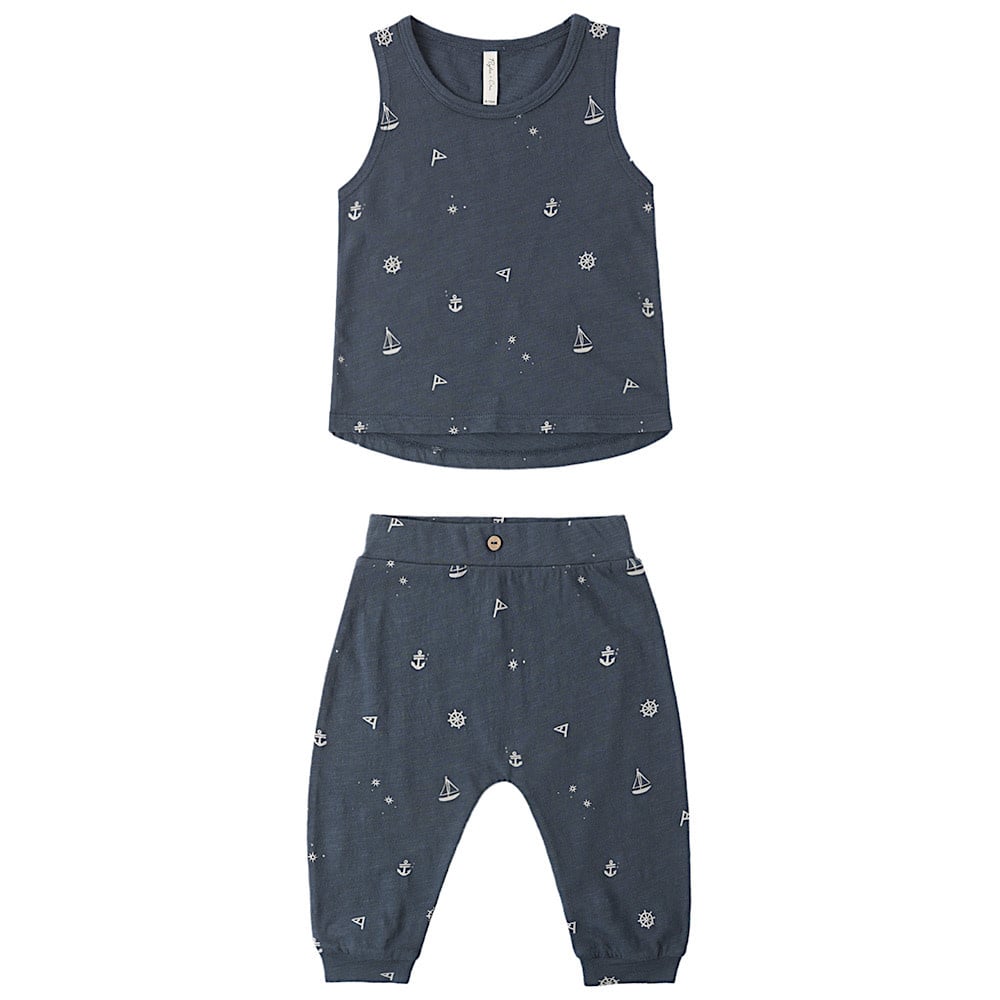 Rylee + Cru Tank + Slouch Pant Set - Maritime