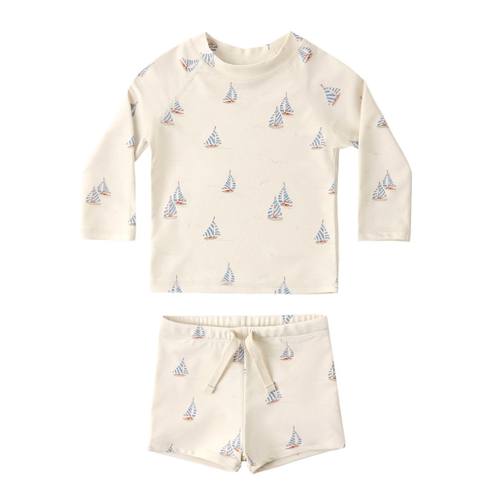 Rylee + Cru LLC Rylee + Cru Boy's Swim Rashguard Set - Sail