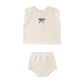 Rylee + Cru LLC Rylee + Cru Scallop Knit Baby Set - Natural