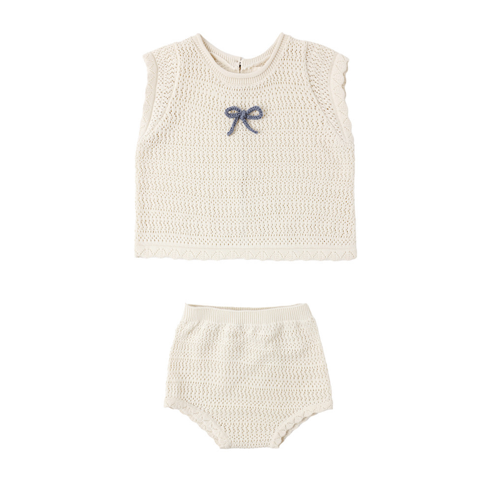 Rylee + Cru Scallop Knit Baby Set - Natural