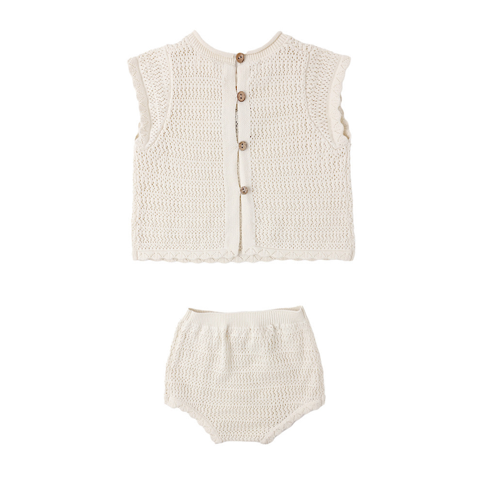 Rylee + Cru Scallop Knit Baby Set - Natural