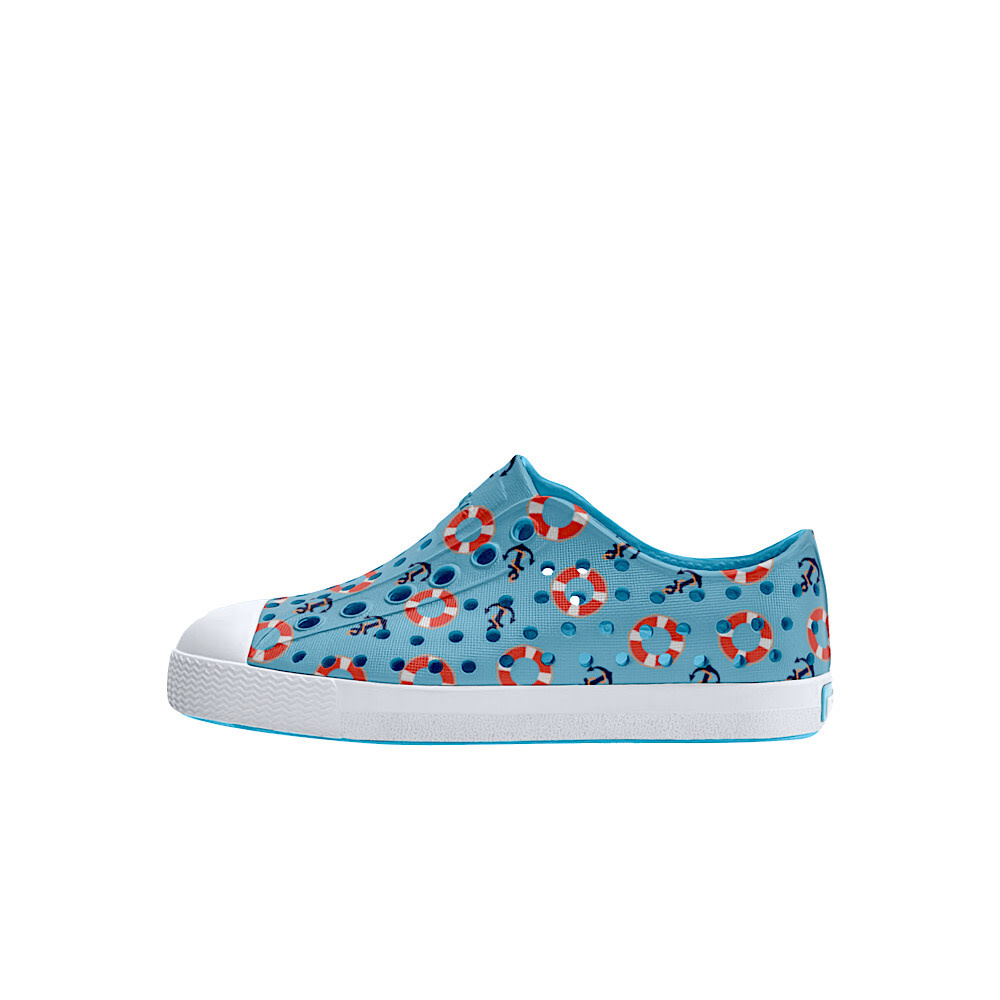 Native Shoes Jefferson Child - Aquarius Blue/Shell White/Anchors