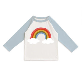 Winter Water Factory Winter Water Factory Baseball Tee - Rainbow Sky Blue & Natural