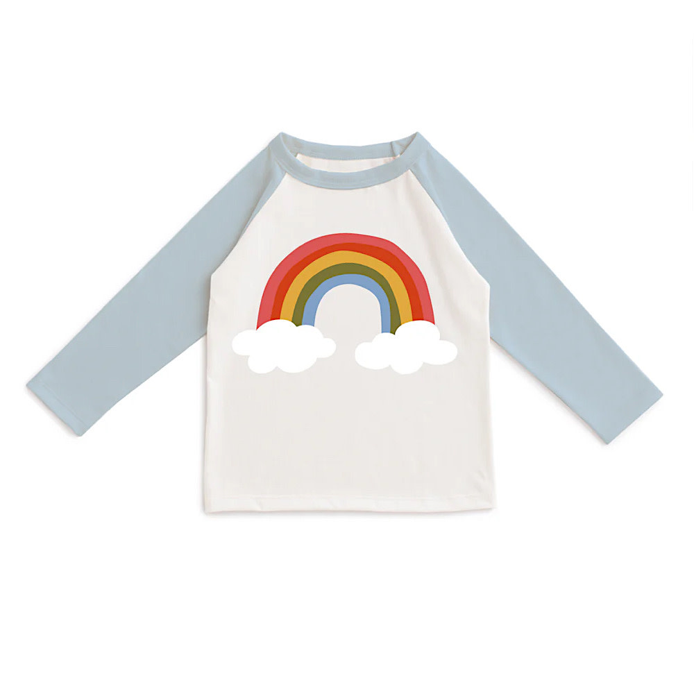 Winter Water Factory Baseball Tee - Rainbow Sky Blue & Natural