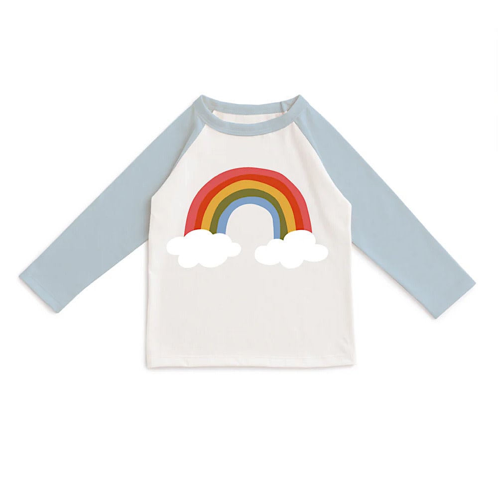 Winter Water Factory Winter Water Factory Baseball Tee - Rainbow Sky Blue & Natural