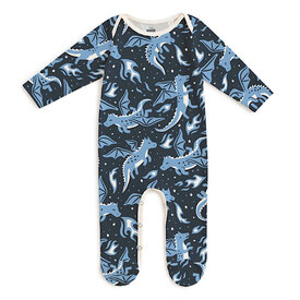 Winter Water Factory Winter Water Factory Footed Romper - Dragons Navy