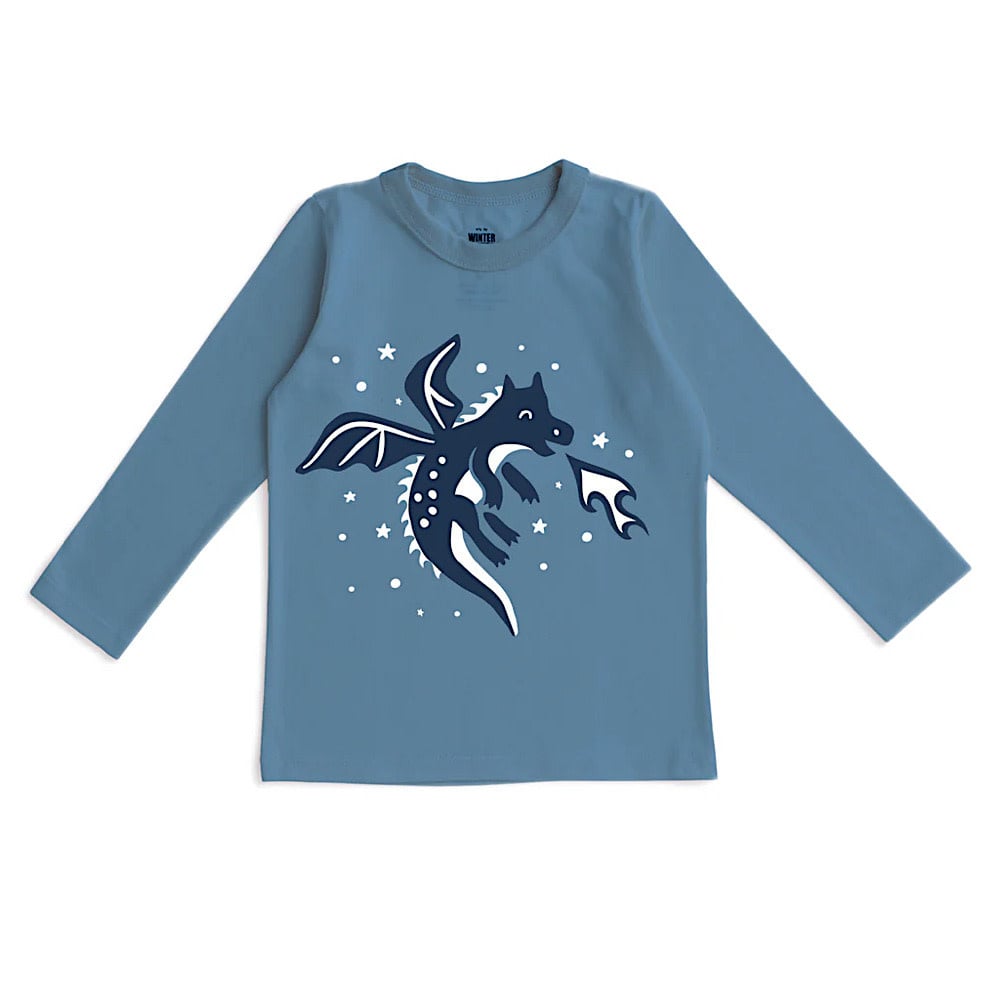 Winter Water Factory Long Sleeve Graphic Tee - Dragon Lake Blue