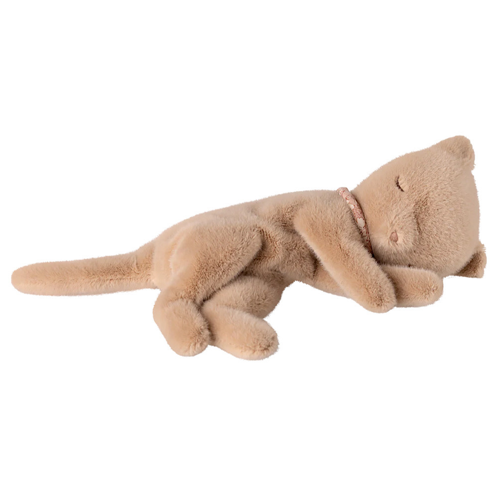 Maileg Sleeping Kitten Plush - Cream Peach