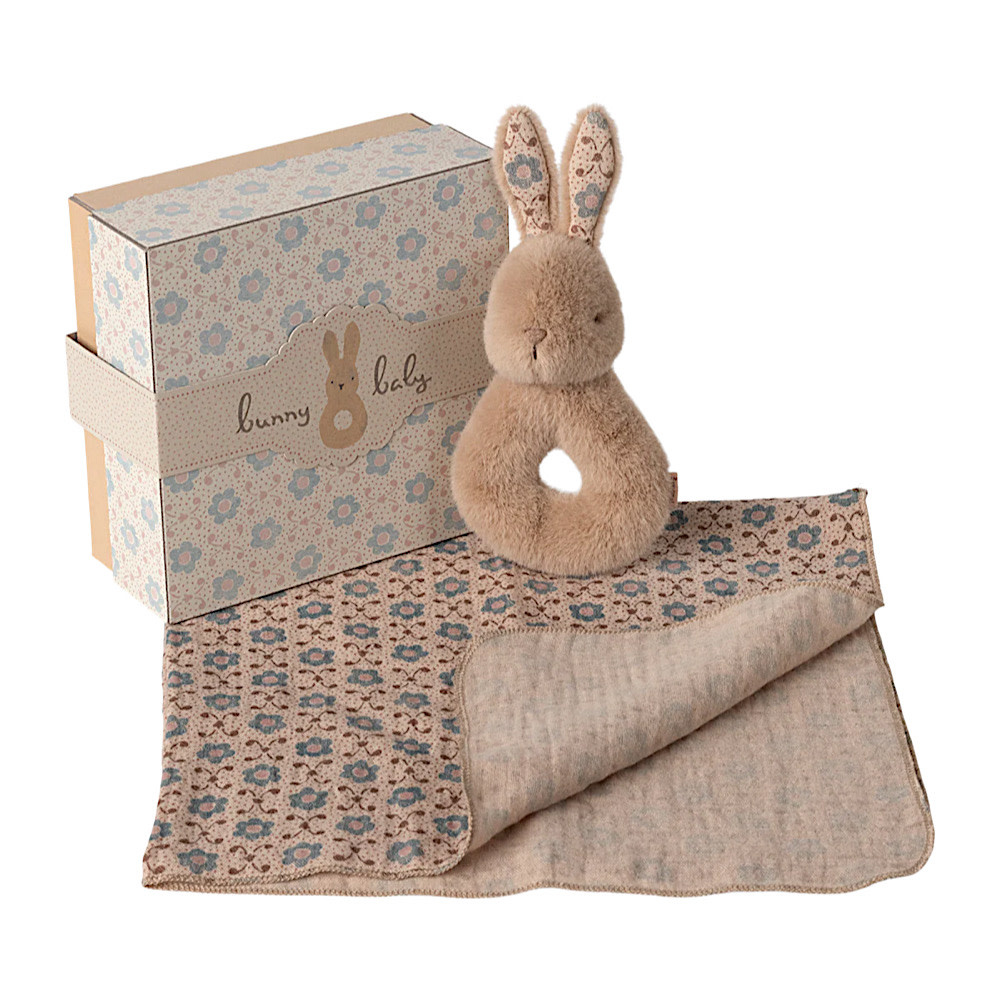 Maileg Rabbit Rattle Set - Cream Peach