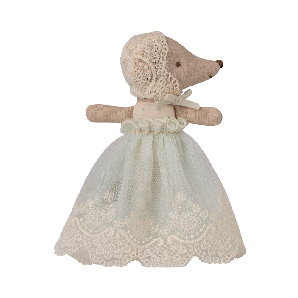 Maileg Sleepy Wakey Baby Mouse - Mint Gown