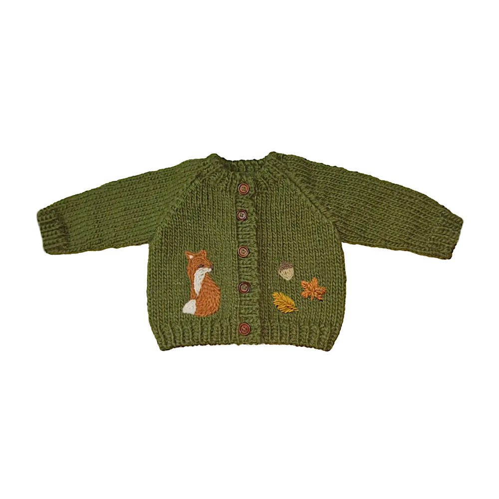 The Blueberry Hill The Blueberry Hill Baby Fox Cardigan - Winter Acorn Leaf