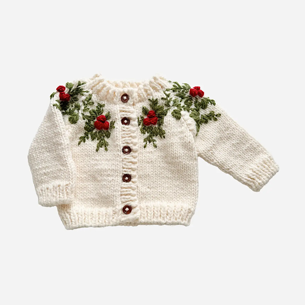 The Blueberry Hill The Blueberry Hill Baby Holly Cardigan - Berry Mistletoe