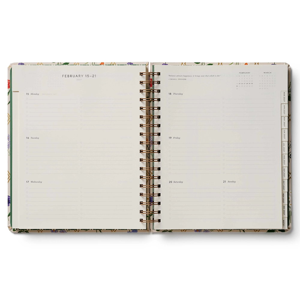 Rifle Paper Co. 2027 17 Month Spiral Planner - Garden Study