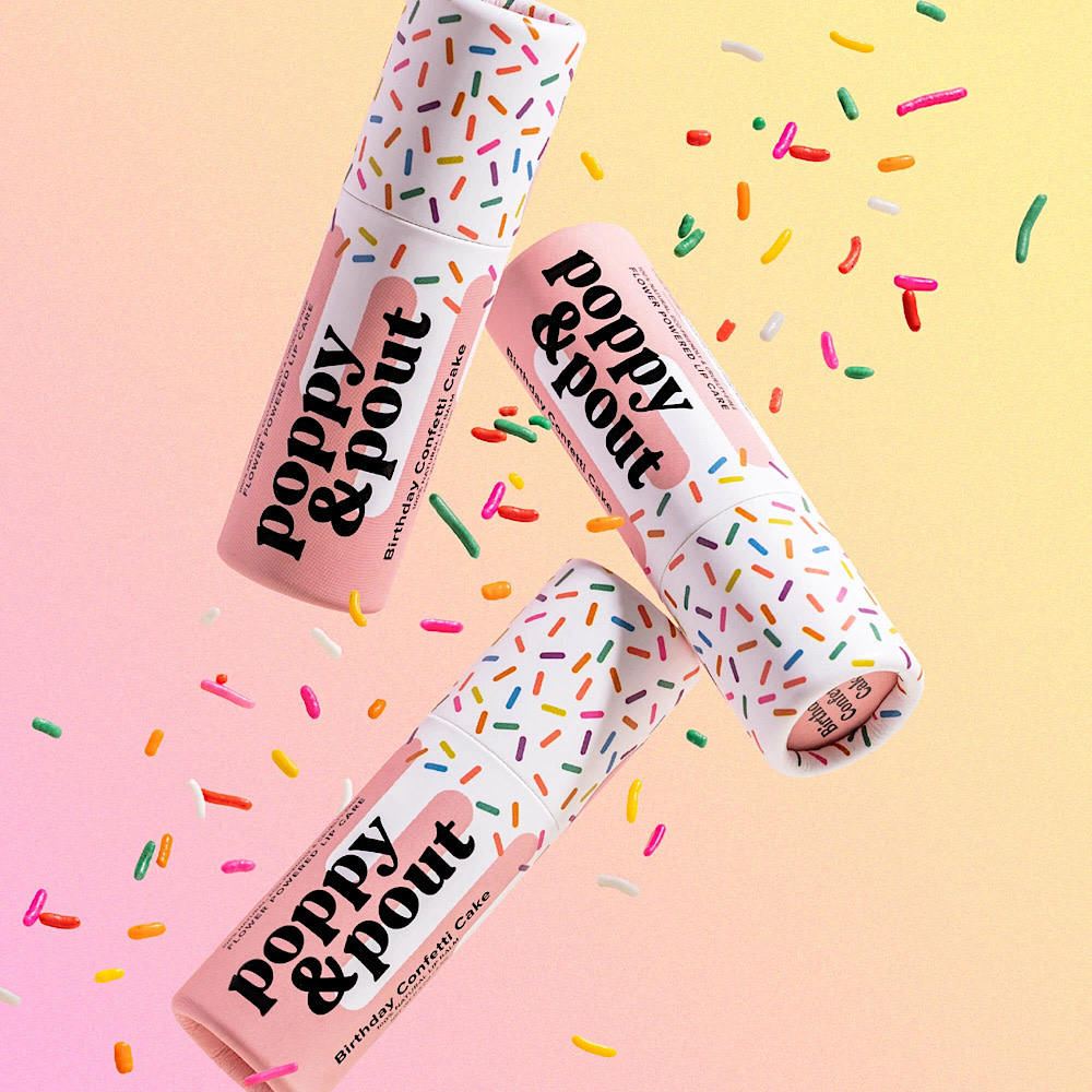 Poppy & Pout Lip Balm - Birthday Confetti Cake - Pink