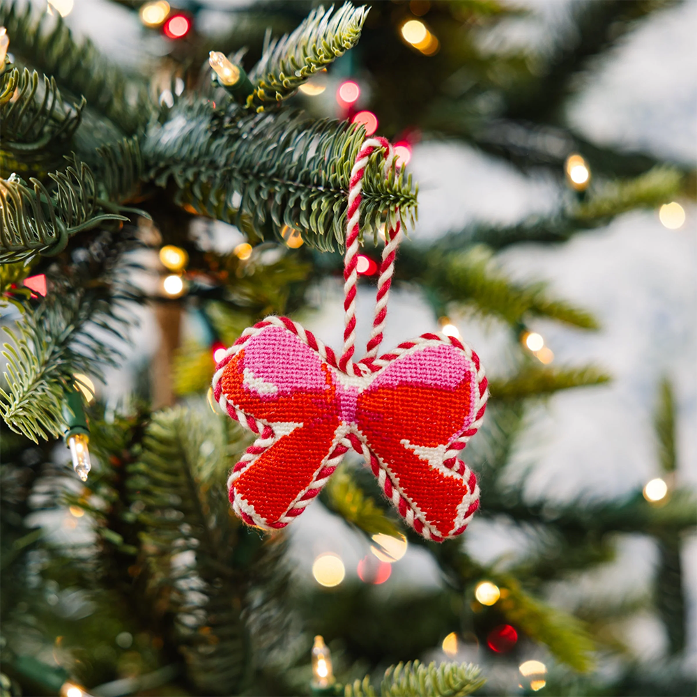 Needlepoint Icon Ornament - Bow