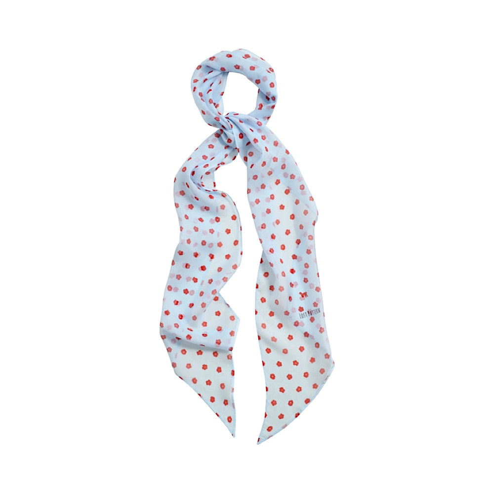 Lost Pattern Silk Chiffon Neck Scarf - Blue Petal Veil