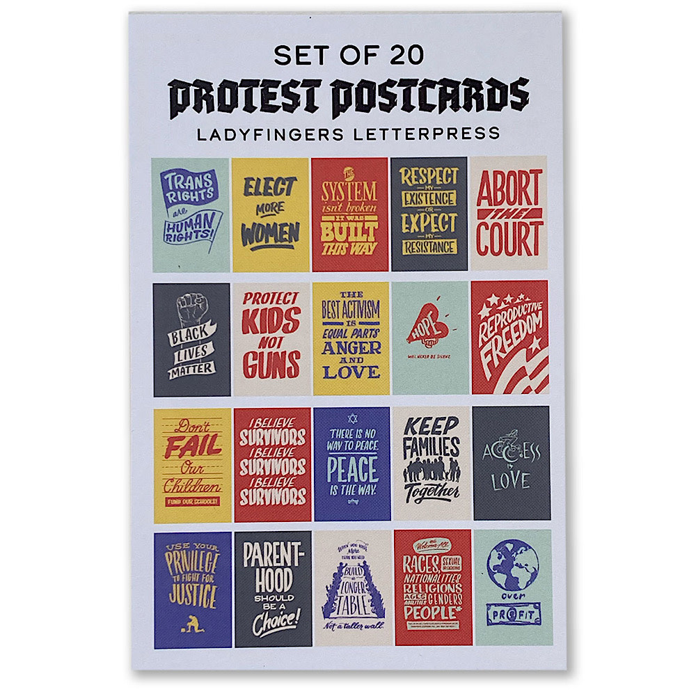 Ladyfingers Letterpress - Protest Postcards - Set of 20