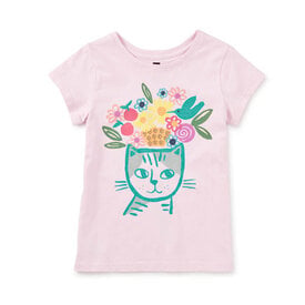 Tea Collection Tea Collection Flora & Feline Graphic Tee - Pink Lady