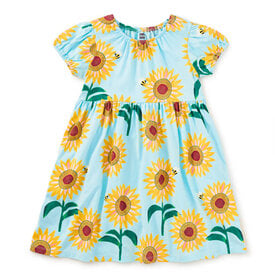 Tea Collection Tea Collection Puff Sleeve Empire Dress - Painted Sunflowers