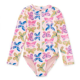 Tea Collection Tea Collection Long Sleeve One Piece Swimsuit - Flutter Fiesta
