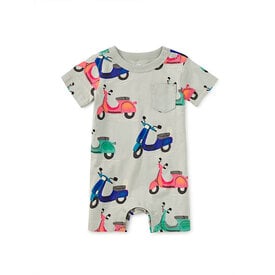 Tea Collection Tea Collection Pocket Shortie Baby Romper - Zoom Zoom Espaaa