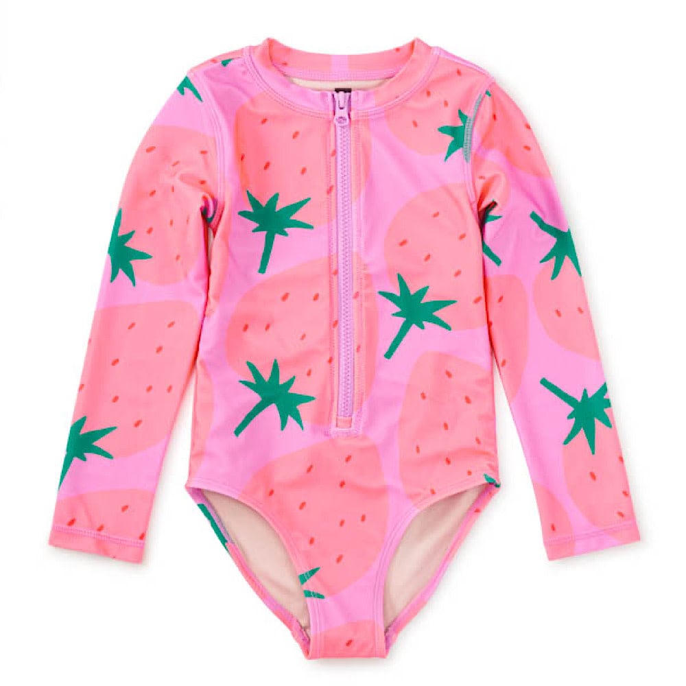 Tea Collection Long Sleeve One-Piece Swimsuit - Fresas Favoritas
