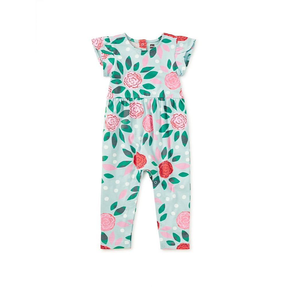 Tea Collection Tulip Sleeve Baby Romper - Spinning Carnations