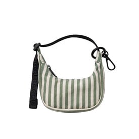 Baggu Baggu Mini Crescent Bag Charm - Sage Stripe