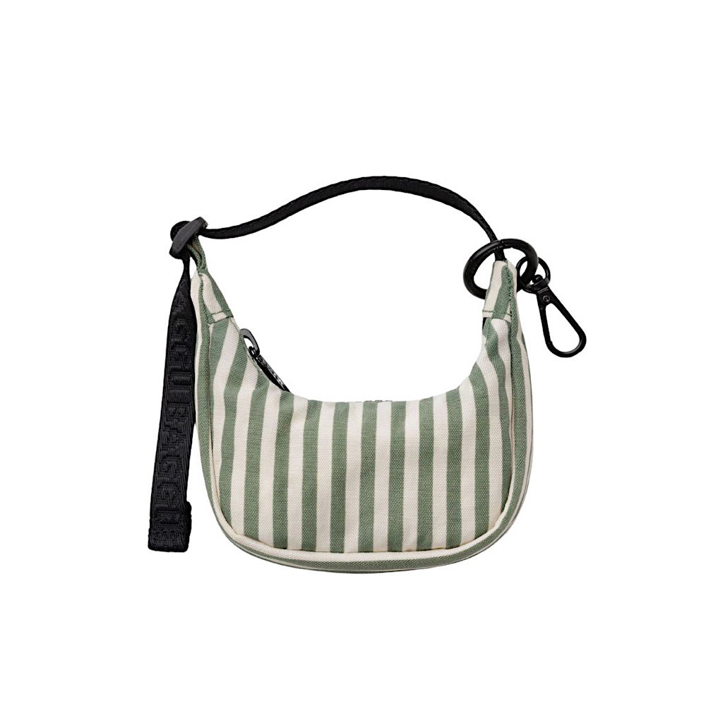 Baggu Mini Crescent Bag Charm - Sage Stripe
