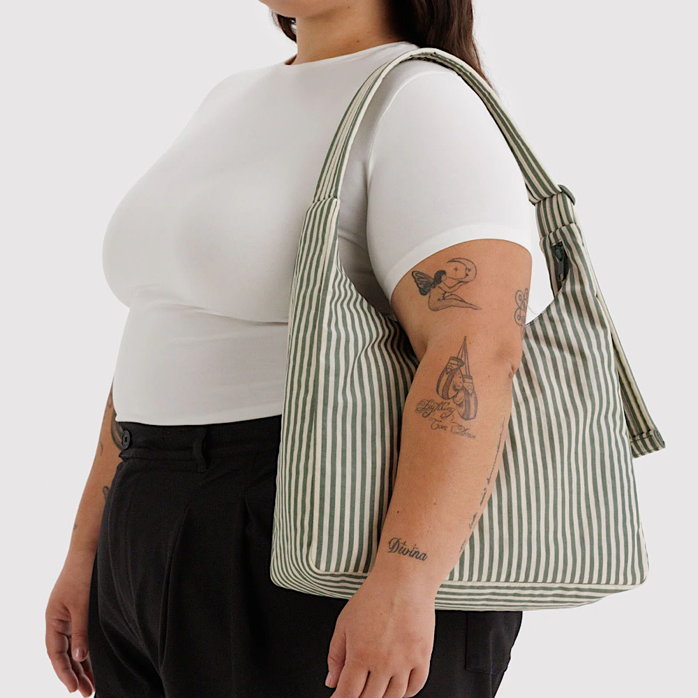 Baggu Nylon Shoulder Bag - Sage Stripe