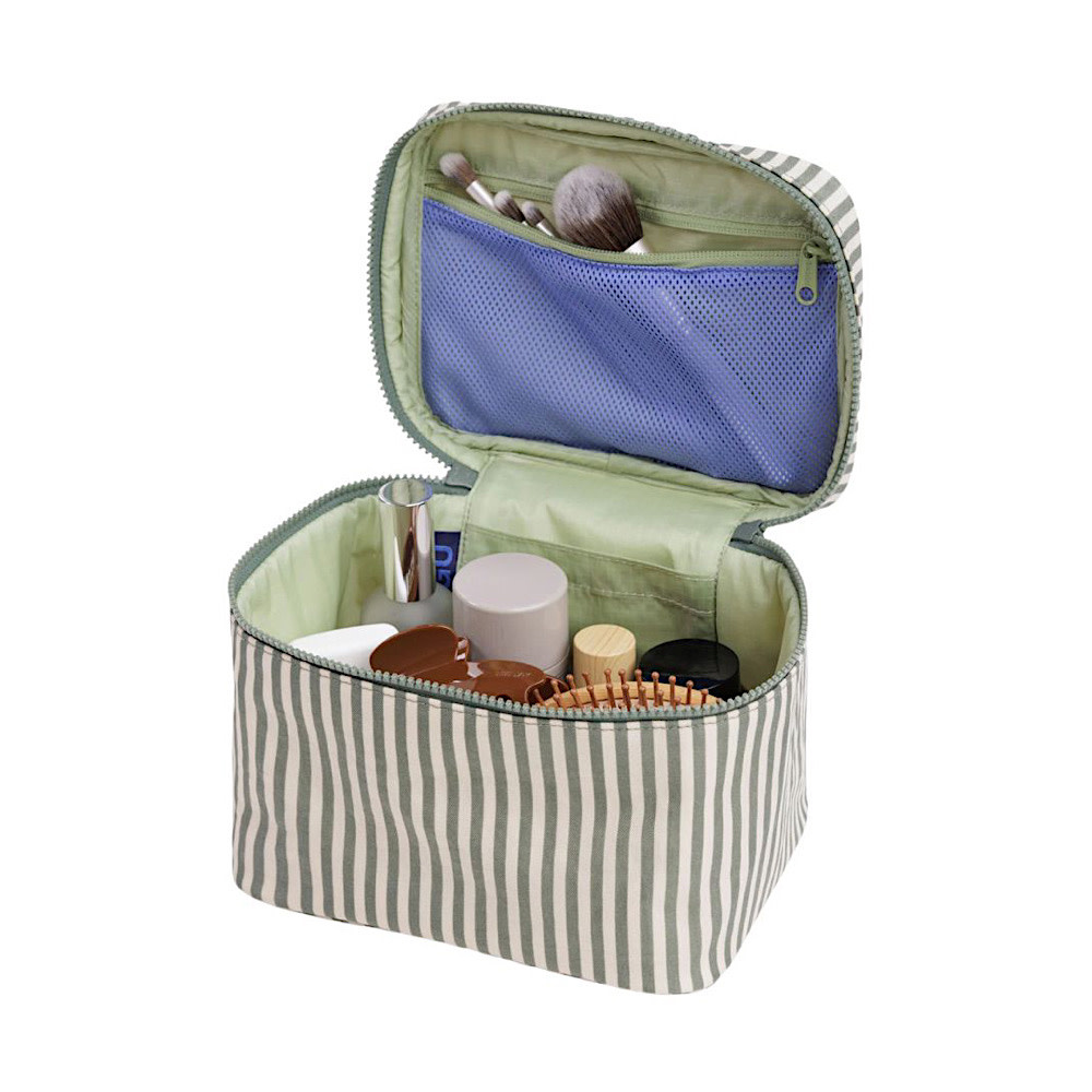 Baggu Large Cosmetic Case - Sage Stripe