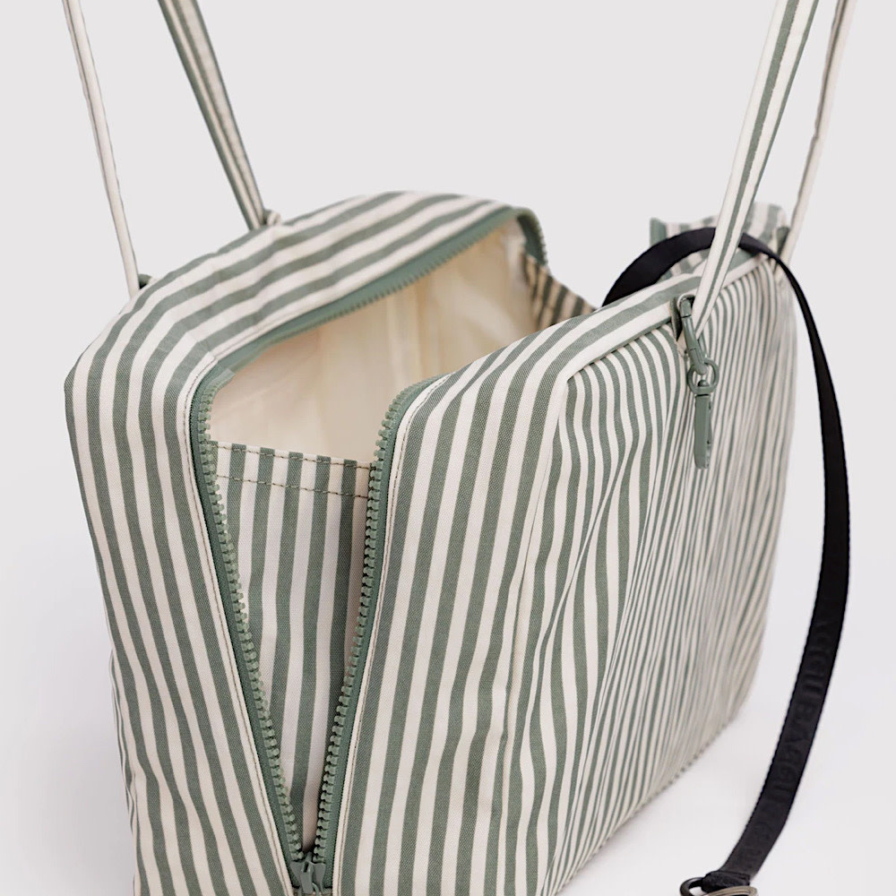 Baggu Medium Nylon Bowler Bag - Sage Stripe