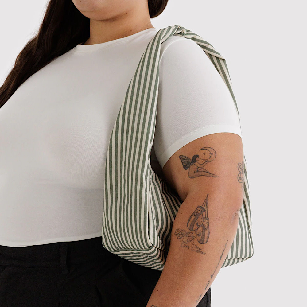 Baggu Small Meringue Bag - Sage Stripe