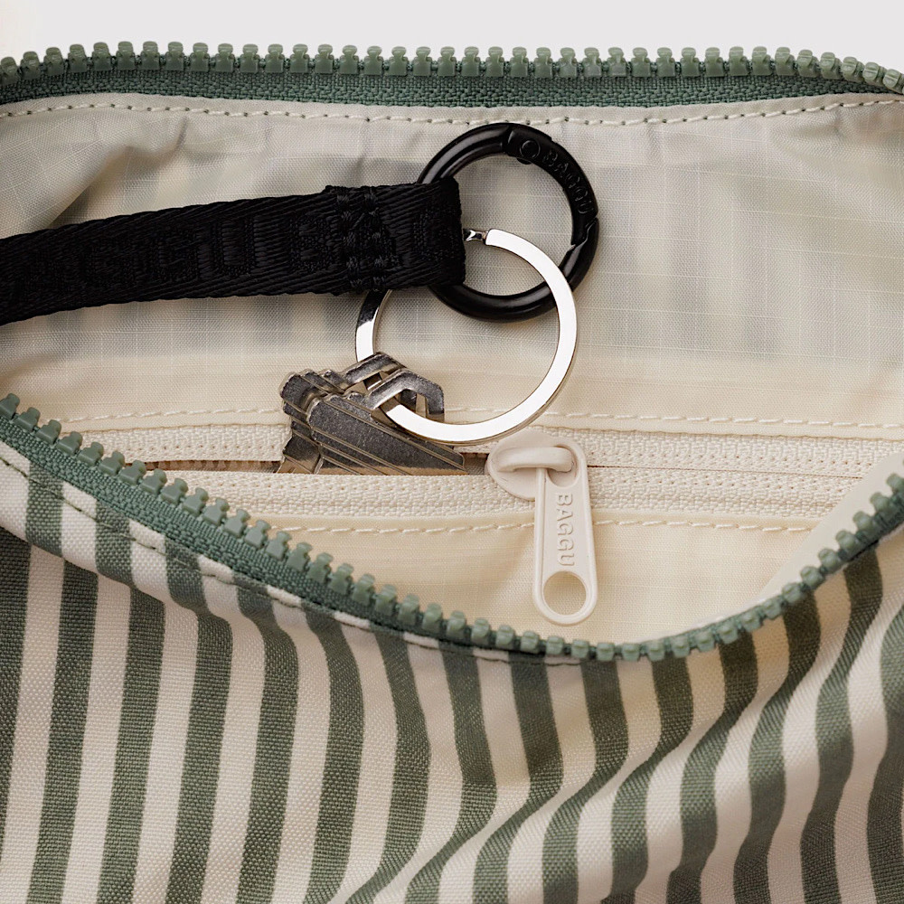 Baggu Small Nylon Crescent Bag - Sage Stripe
