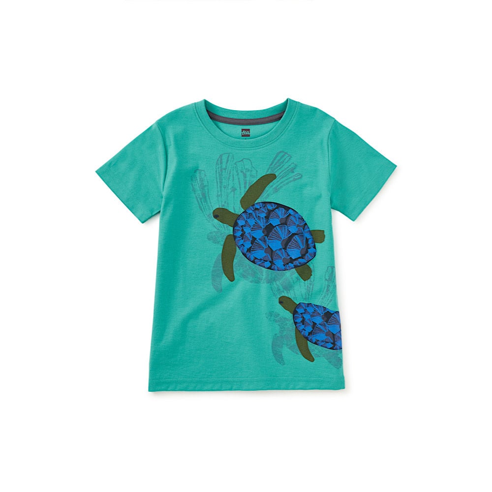 Tea Collection Turtles in Motion Graphic Tee - Glaze Blue