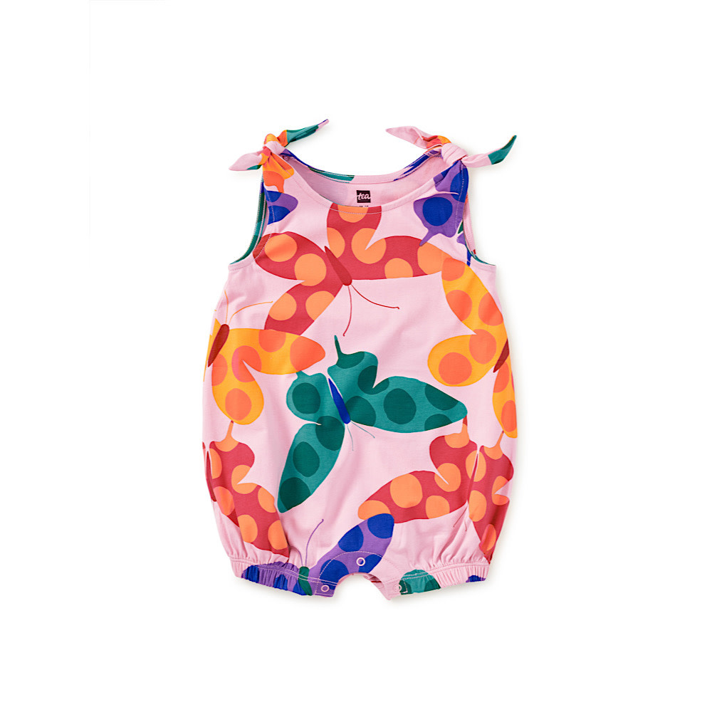 Tea Collection Tea Collection Tie Shoulder Baby Romper - Butterfly Spot