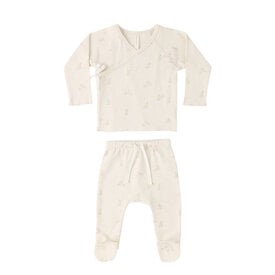 Quincy Mae Quincy Mae Wrap Top + Footed Pant Set - Bunnies