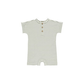 Quincy Mae Quincy Mae Short Sleeve One-Piece - Sage Micro Stripe