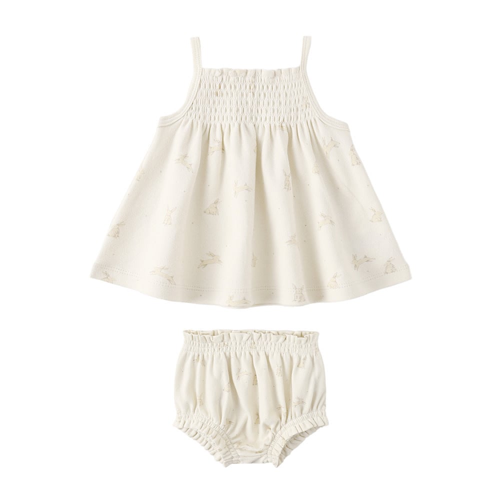 Quincy Mae Smocked Tank + Bloomer Set - Bunnies