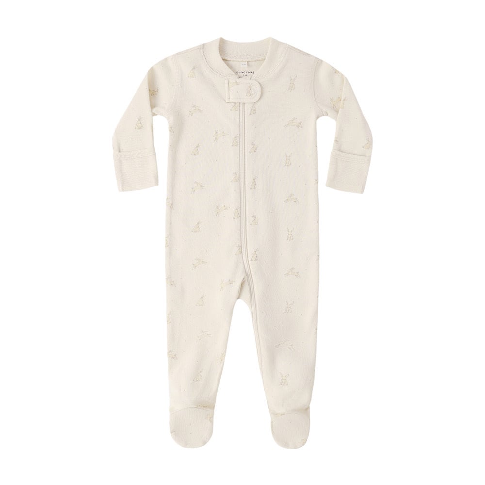 Quincy Mae Quincy Mae Zip Long Sleeve Sleeper Footie Romper - Bunnies