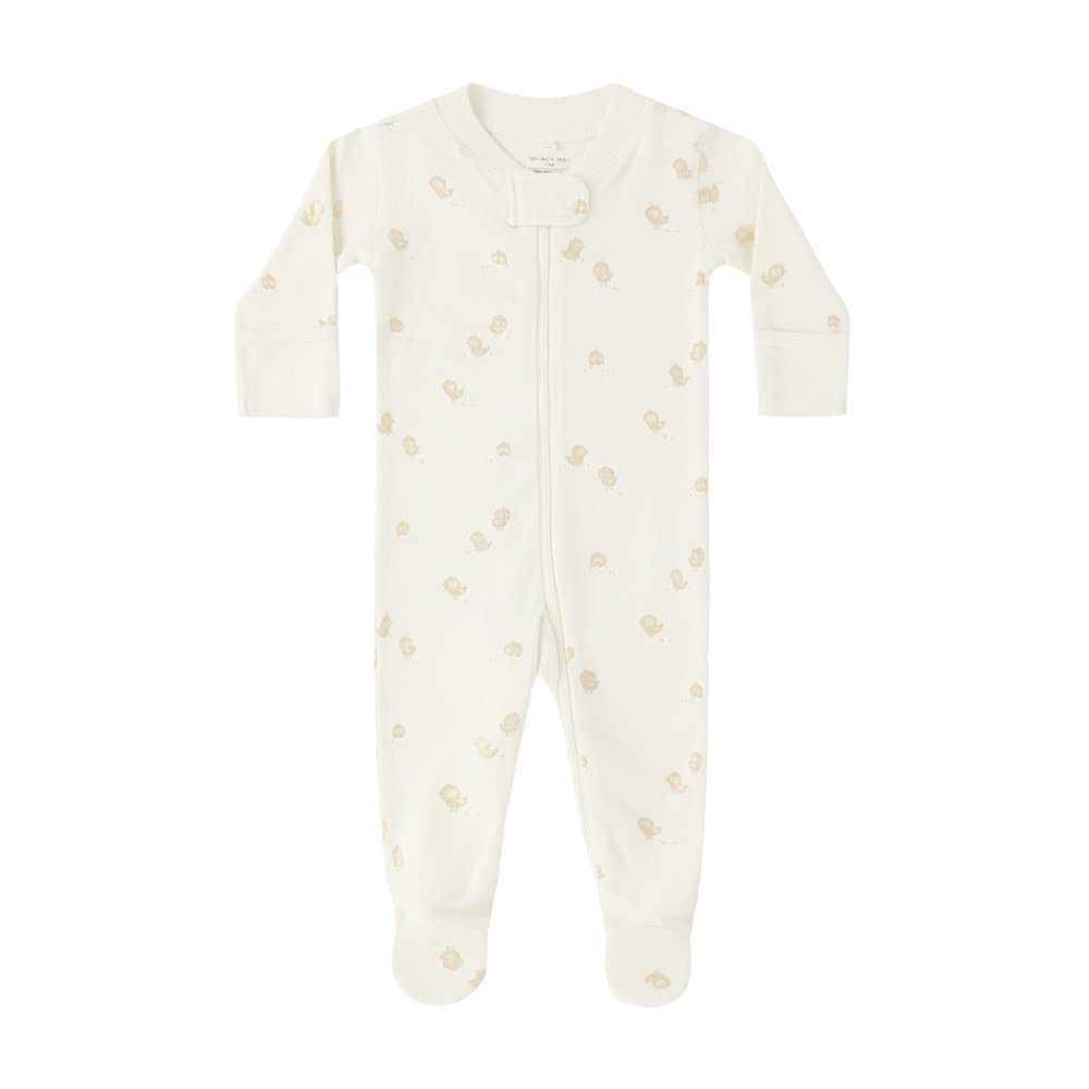 Quincy Mae Zip Long Sleeve Sleeper Footie Romper - Chicks