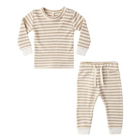 Quincy Mae Quincy Mae Waffle Top + Pant Set - Butterscotch Stripe