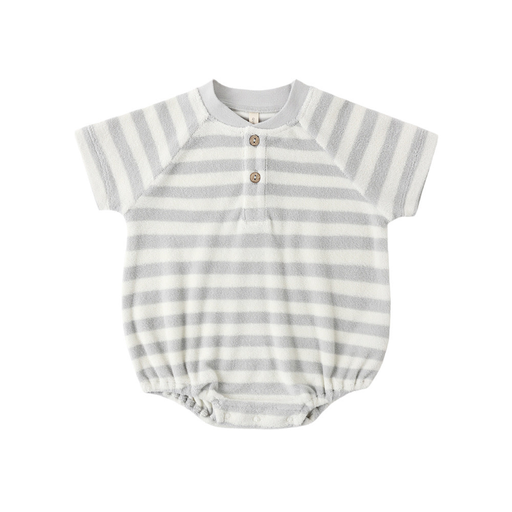 Quincy Mae Quincy Mae Terry Henley Romper - Sky Stripe