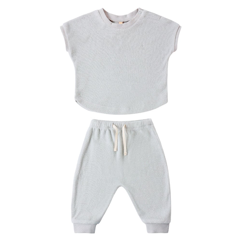 Quincy Mae Terry Tee + Pant Set - Sky