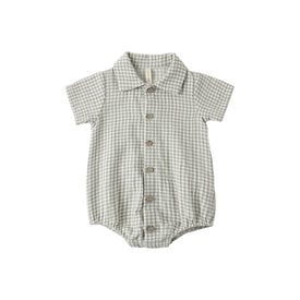 Quincy Mae Quincy Mae Matteo Romper - Sage Gingham