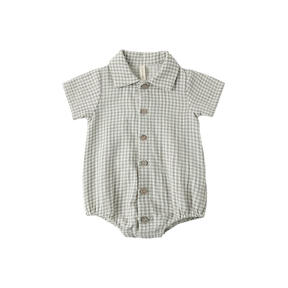 Quincy Mae Quincy Mae Matteo Romper - Sage Gingham