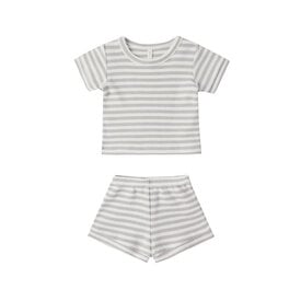 Quincy Mae Quincy Mae Waffle Shortie Set - Sage Stripe
