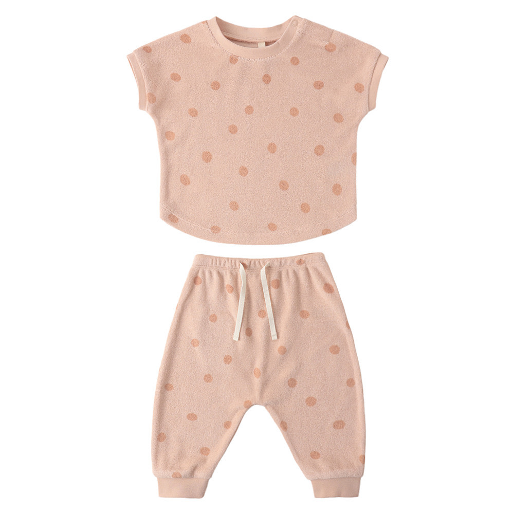 Quincy Mae Quincy Mae Terry Tee + Pant Set - Polka Dot