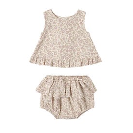 Quincy Mae Quincy Mae Ruffled Tulip Top + Bloomer Set - Dahlia