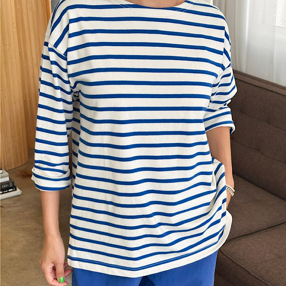 Le Bon Shoppe Marseille Top - Blue Stripe on Cream